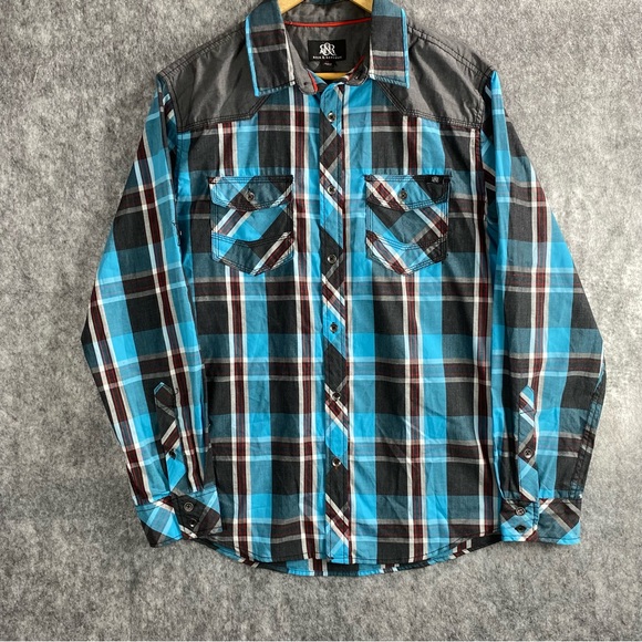 Rock & Republic Other - Rock‎ & Republic Mens Multicolor Plaid Long Sleeve Button Down Shirt Size M